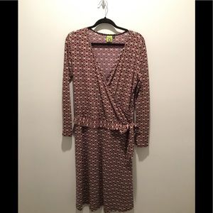 Multicolored patterned wrap style dress